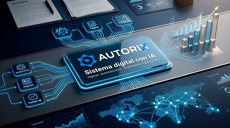 Autorix, sistema digital con inteligencia artificial, automatización, páginas, contenidos y seguimiento comercial